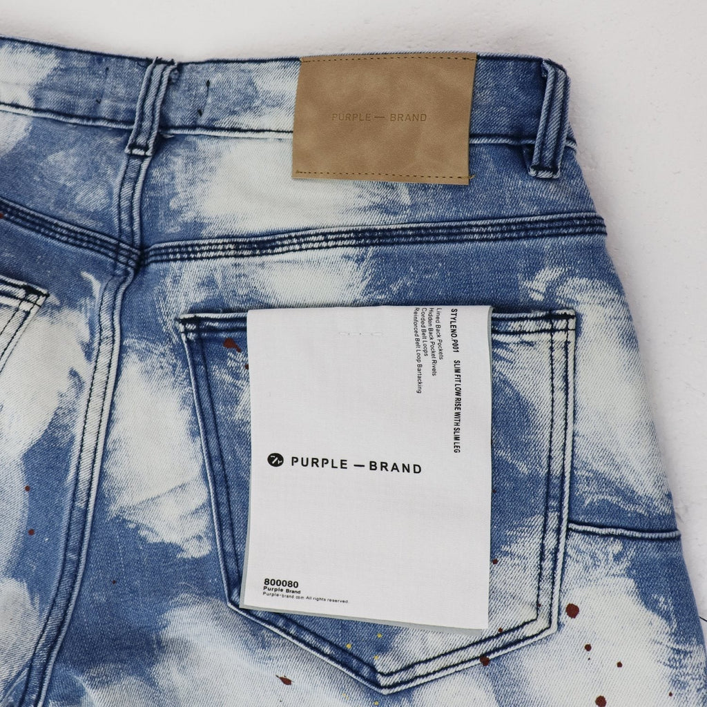 Purple Brand Light Blue Acid-Wash Denim Shorts ¡ª hang_tag
