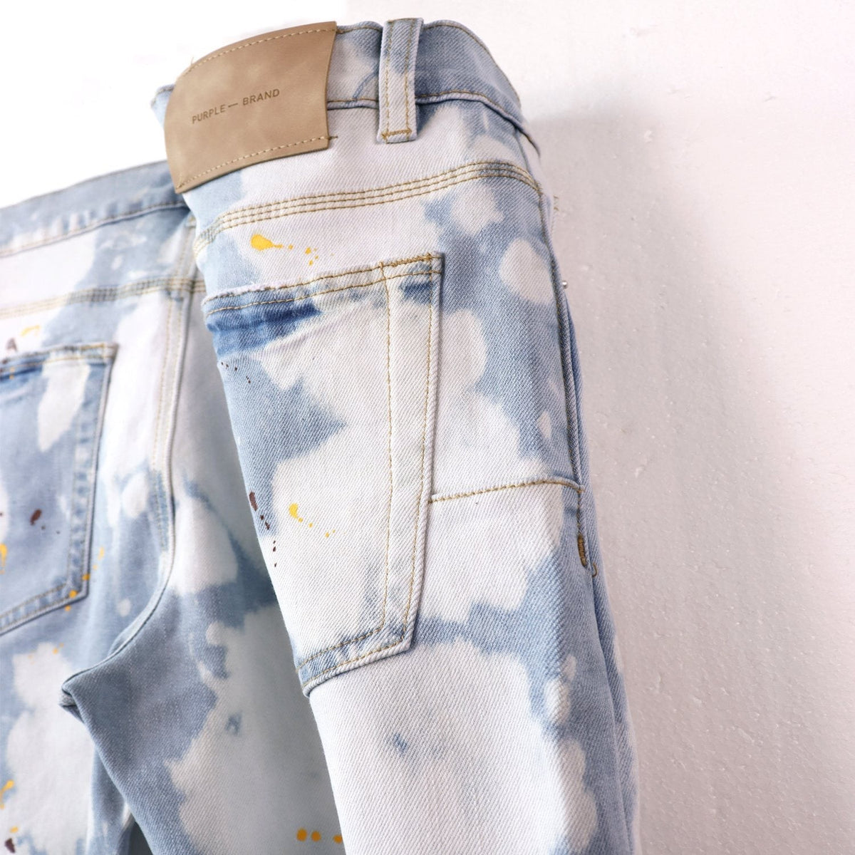 Purple Brand Light Blue Bleached Paint Splatter Skinny Jeans ¡ª detail
