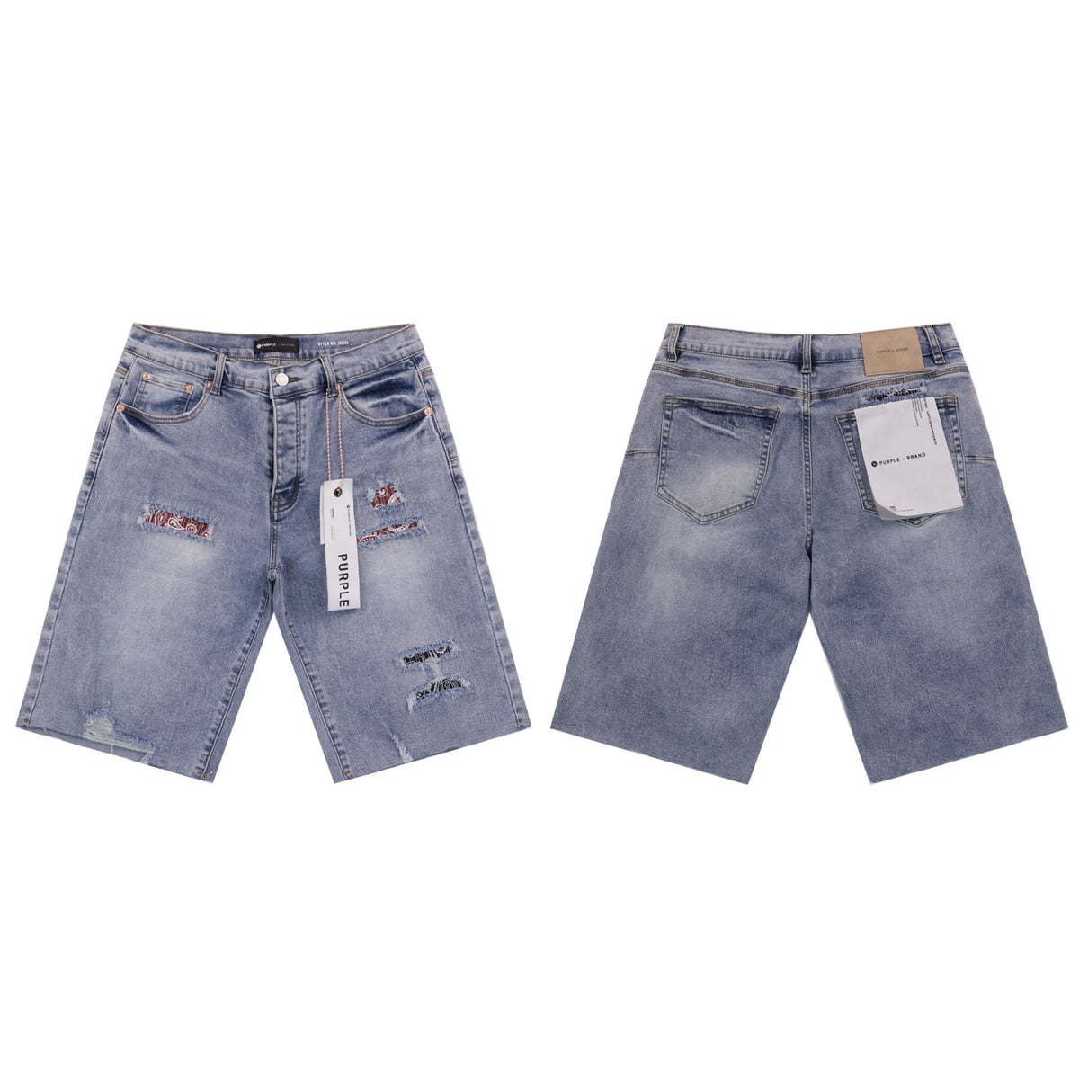 Purple Brand Distressed Patch Denim Shorts ¡ª comparison