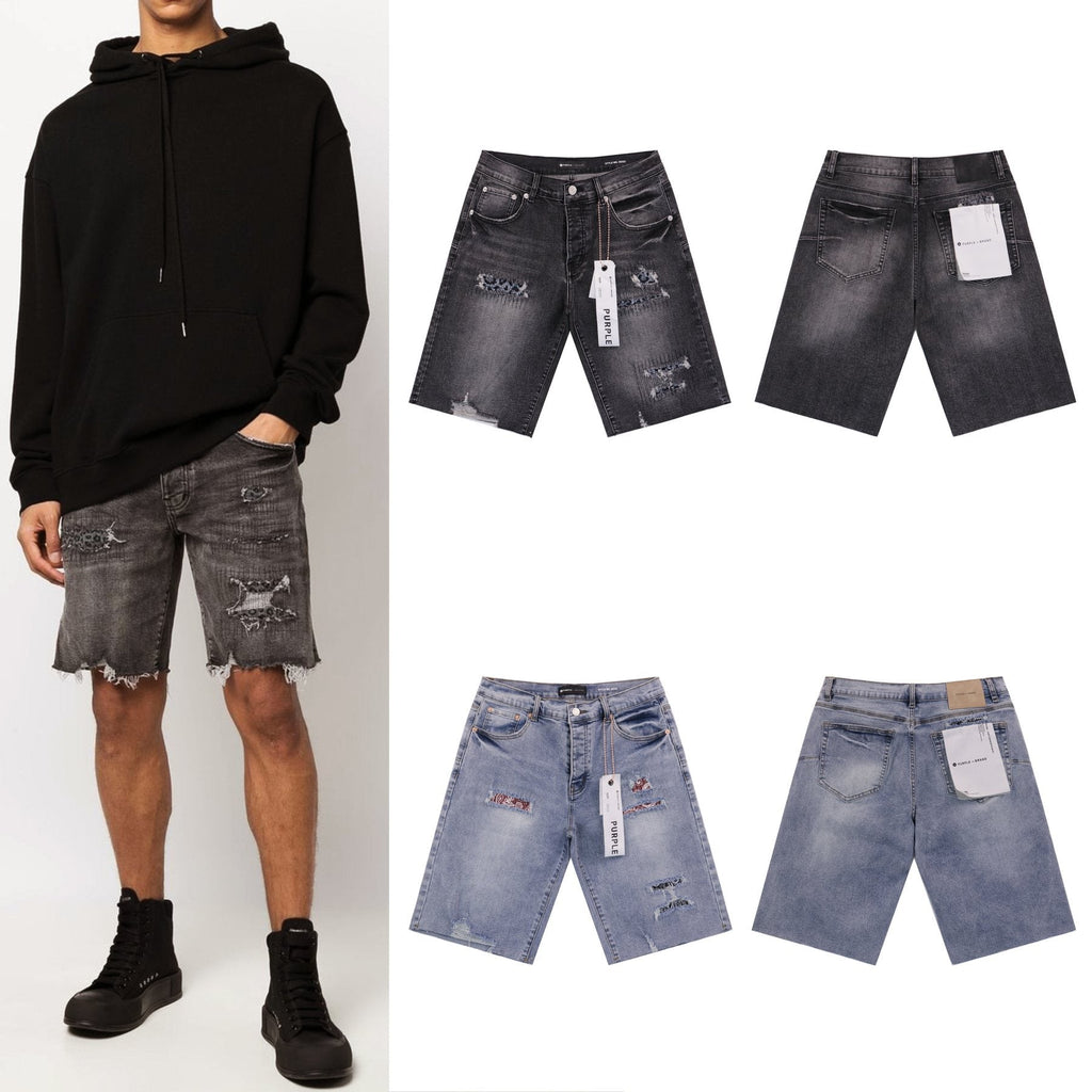 Purple Brand Distressed Patch Denim Shorts ¡ª comparison