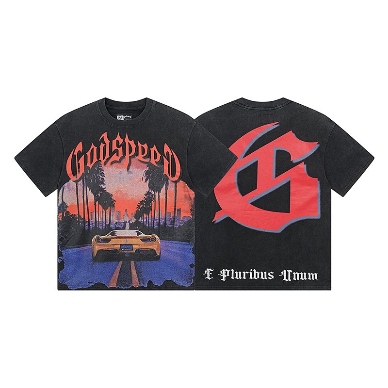Godspeed Washed Black Car & Palm Graphic T-Shirt ¡ª hero