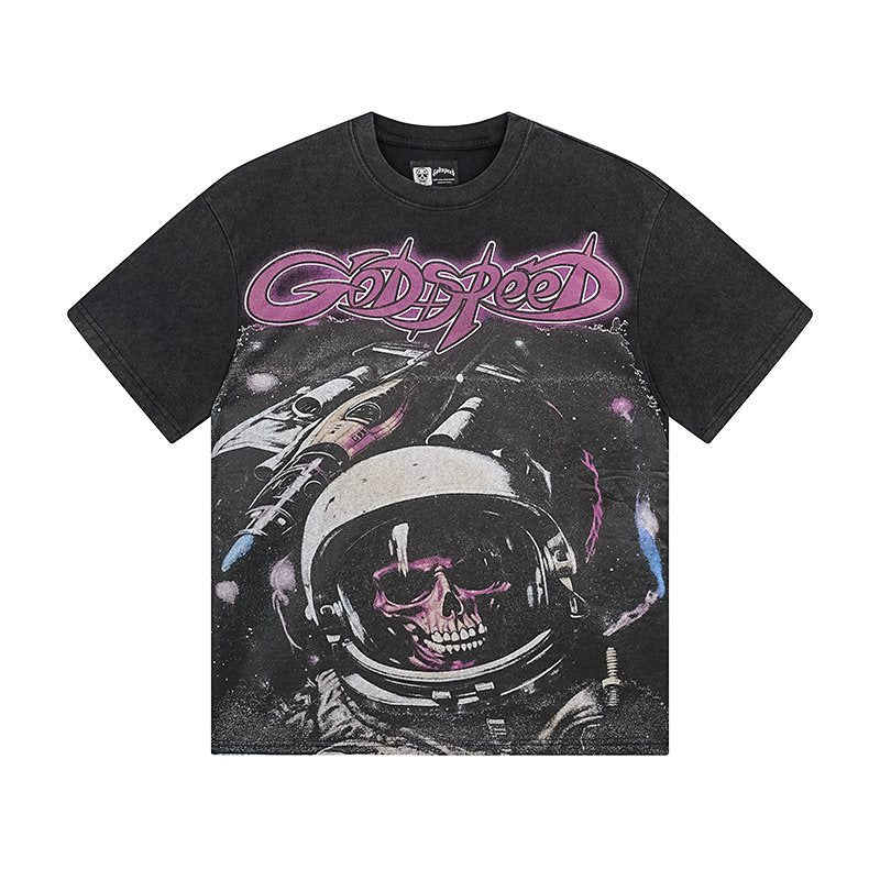 Godspeed Astronaut Skull Graphic T-Shirt ¡ª front