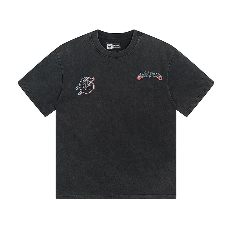 Godspeed Washed Black Skull Graphic T-Shirt ¡ª front
