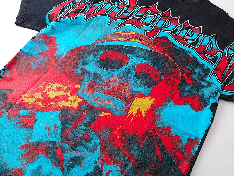 Godspeed Washed Black Skull Graphic T-Shirt ¡ª detail