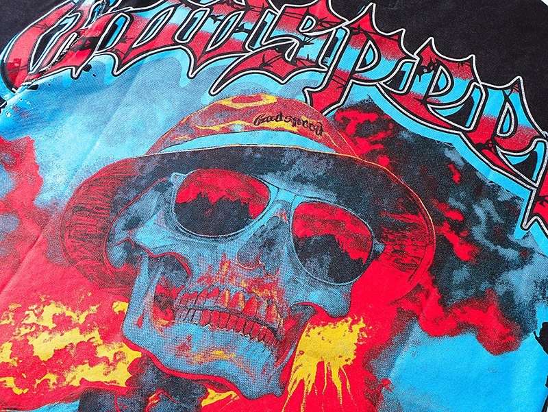 Godspeed Washed Black Skull Graphic T-Shirt ¡ª detail