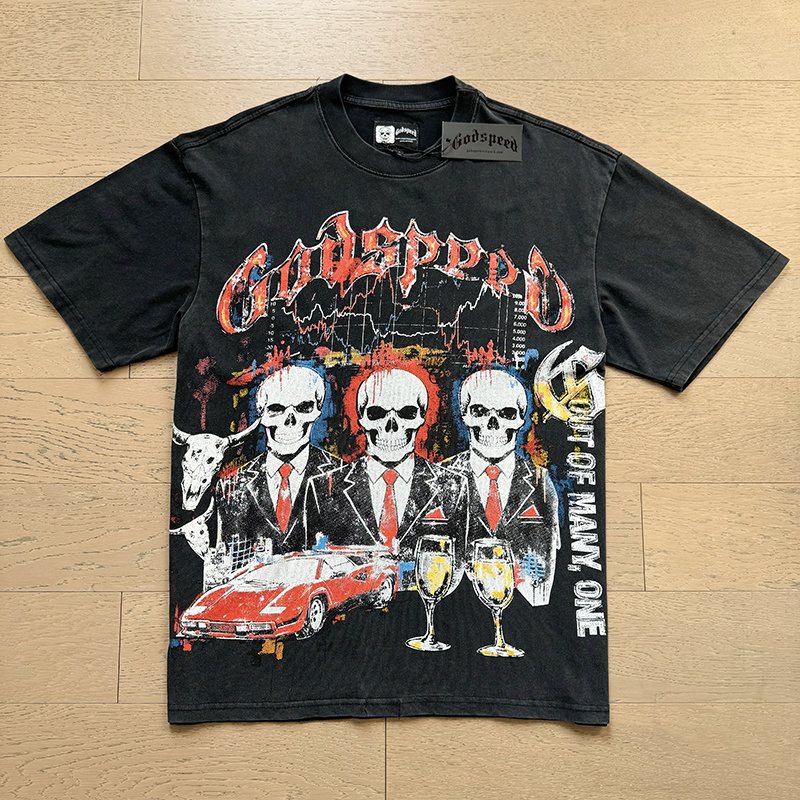Godspeed Skull Car Graphic T-Shirt ¡ª front
