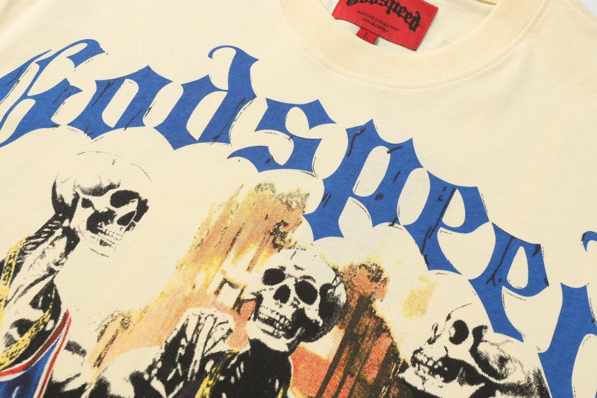 Godspeed Basketball Skeleton Graphic T-Shirt ¡ª detail