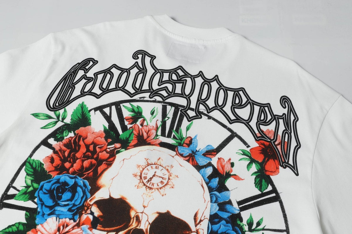 Godspeed Skull & Floral Graphic Short-Sleeve T-Shirt ¡ª detail