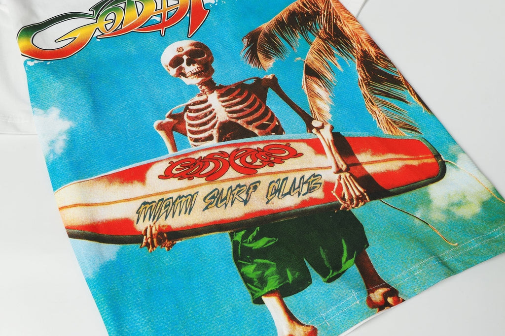 Godspeed Skeleton Surfer Graphic Short-Sleeve T-Shirt ¡ª detail