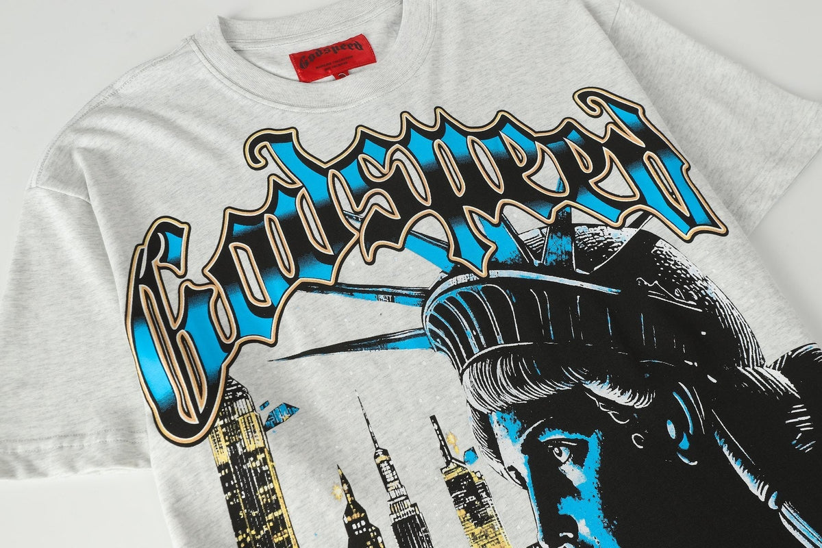 Godspeed Statue of Liberty City Graphic T-Shirt ¡ª detail