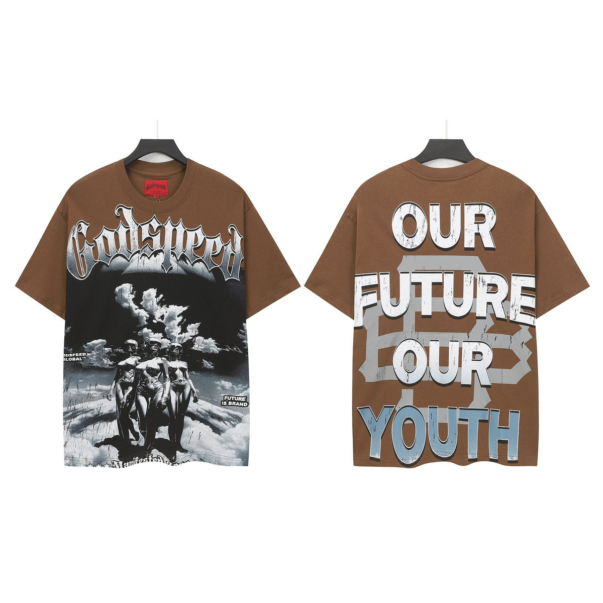 Godspeed Our Future Our Youth Brown Graphic T-Shirt ¡ª hero