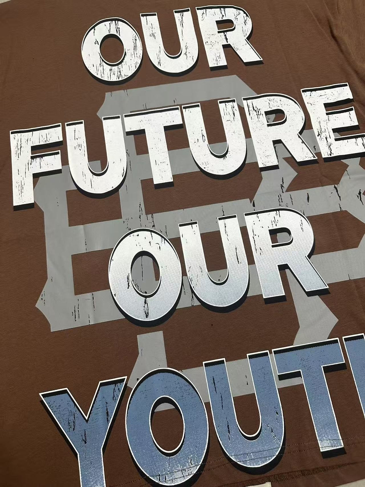 Godspeed Our Future Our Youth Brown Graphic T-Shirt ¡ª detail