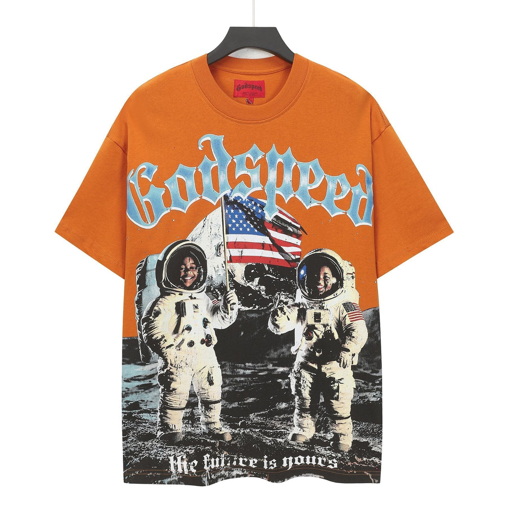 Godspeed Astronaut Flag Graphic T-Shirt - Orange ¡ª hero