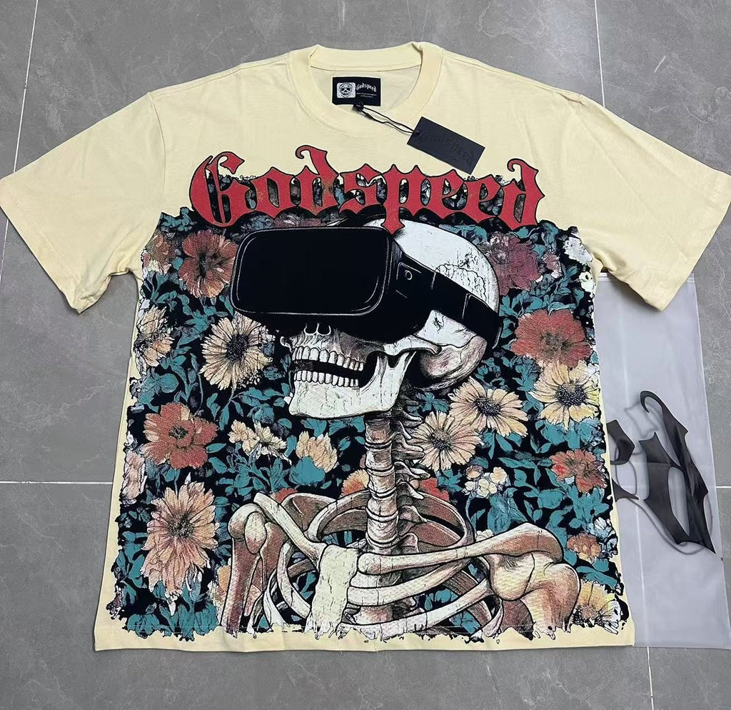 Godspeed Skull & Floral Graphic T-Shirt ¡ª context