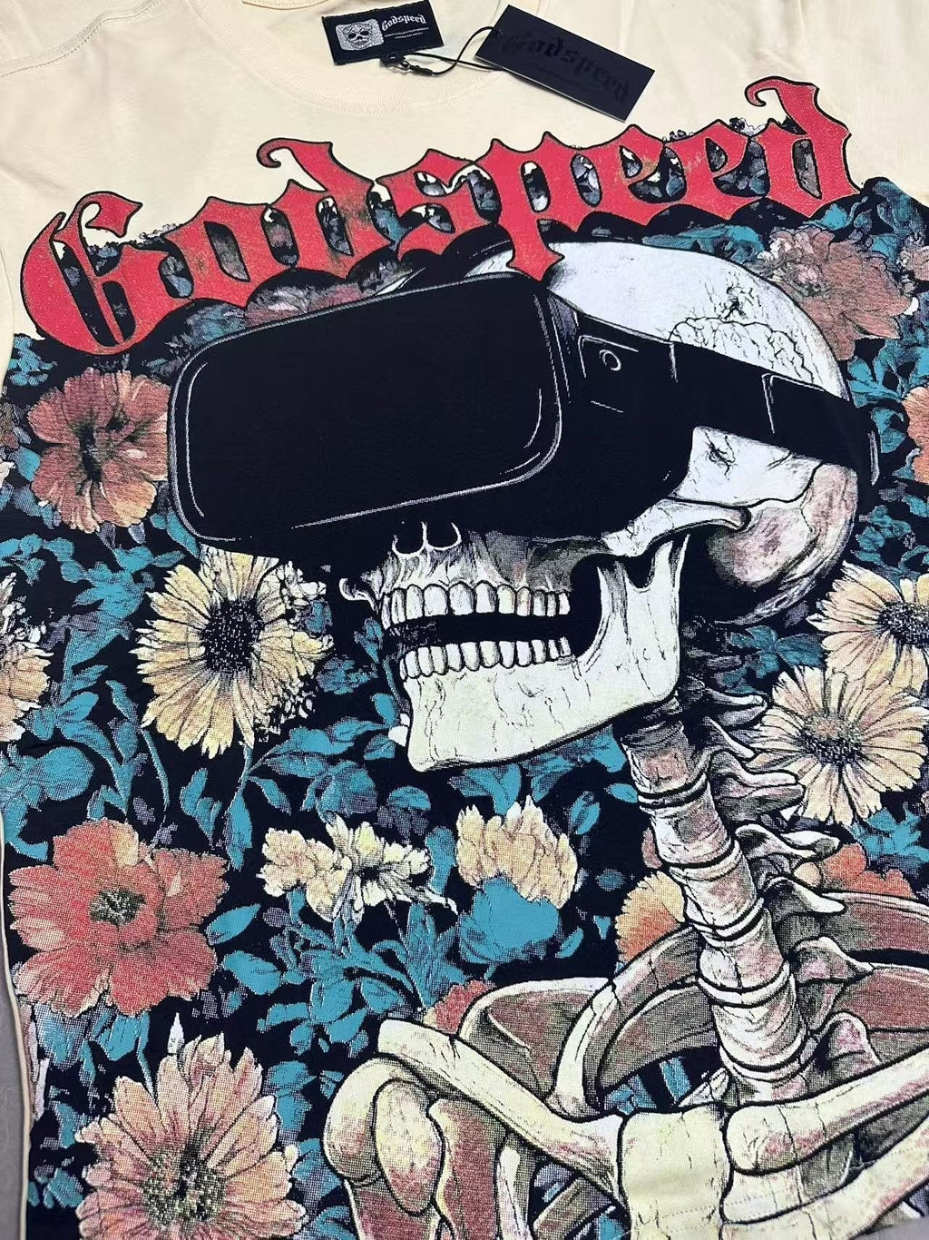 Godspeed Skull & Floral Graphic T-Shirt ¡ª detail