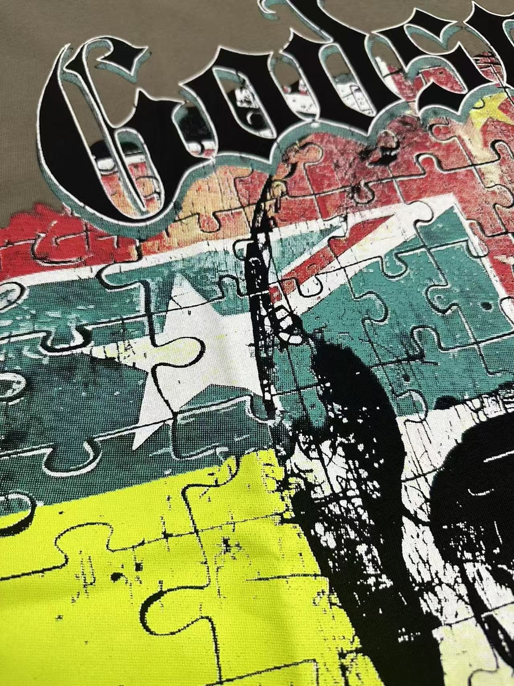 Godspeed Skull Puzzle Graphic Short-Sleeve T-Shirt ¡ª detail