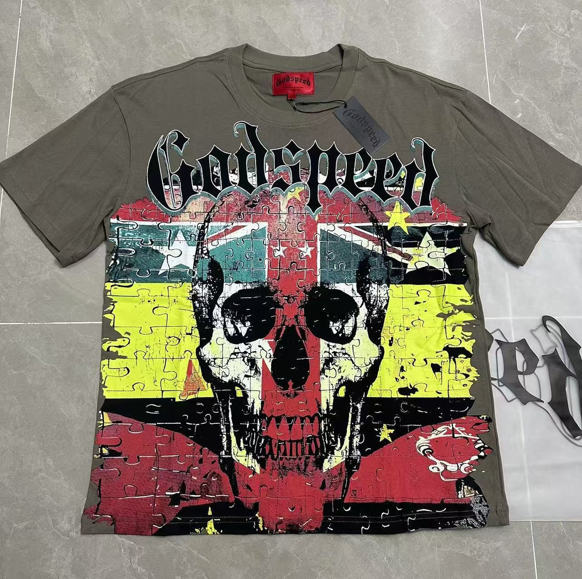 Godspeed Skull Puzzle Graphic Short-Sleeve T-Shirt ¡ª context