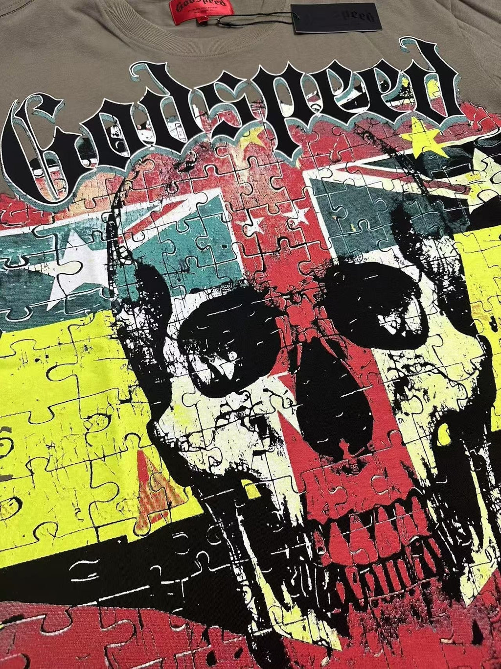 Godspeed Skull Puzzle Graphic Short-Sleeve T-Shirt ¡ª detail