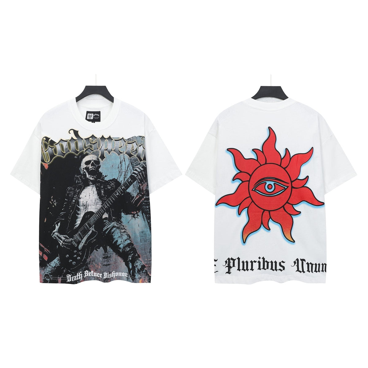 Godspeed Death Before Dishonor Skeleton Guitar Short-Sleeve T-Shirt ¡ª hero