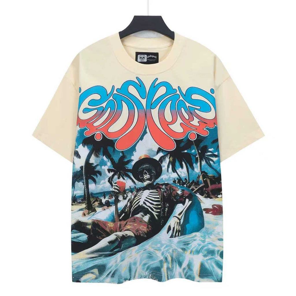 Godspeed Beach Skeleton Graphic T-Shirt ¡ª front