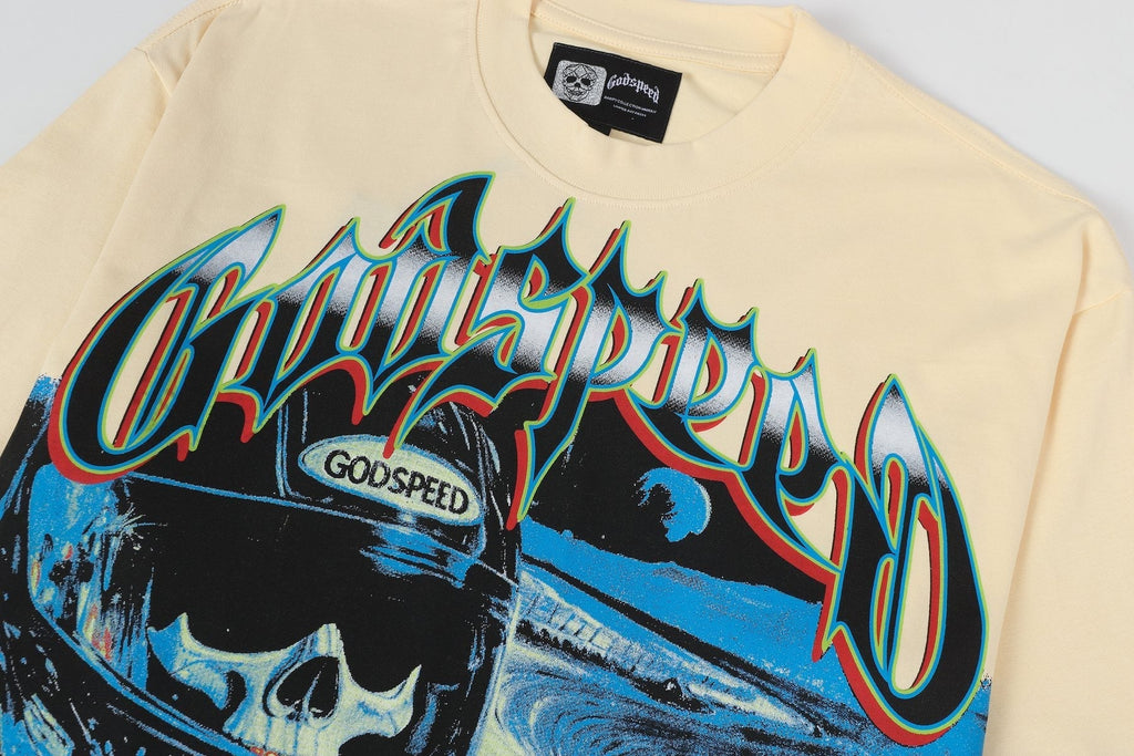 Godspeed Cream Racing Graphic T-Shirt ¡ª detail