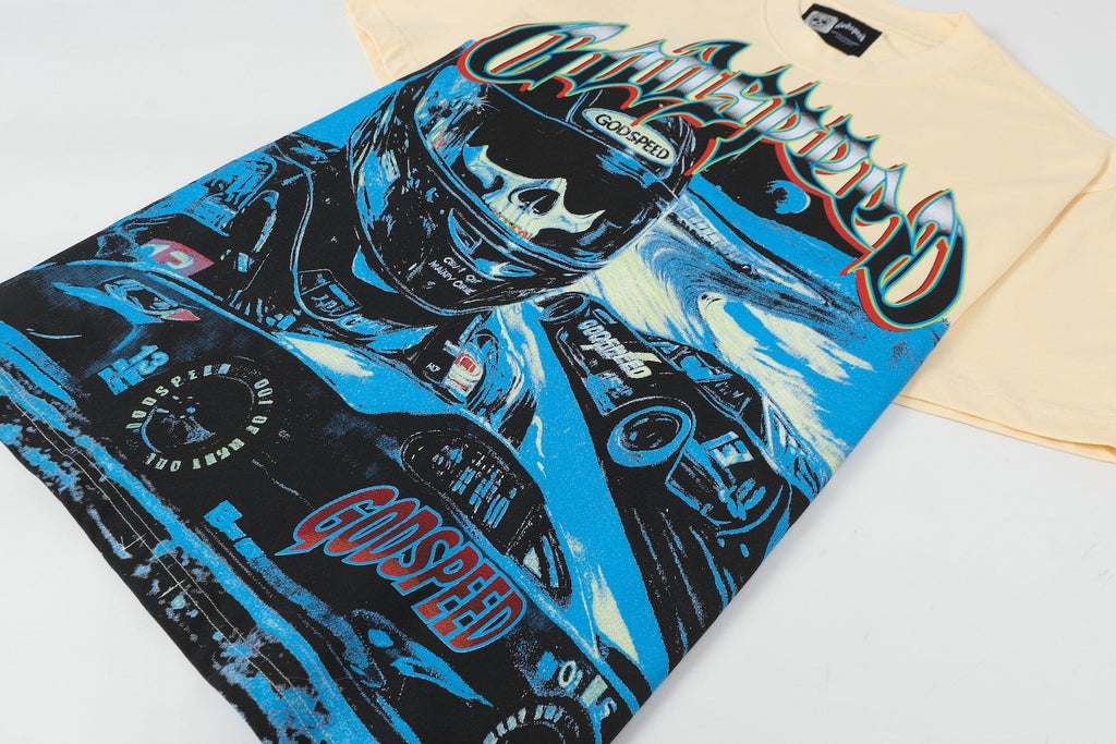 Godspeed Cream Racing Graphic T-Shirt ¡ª detail