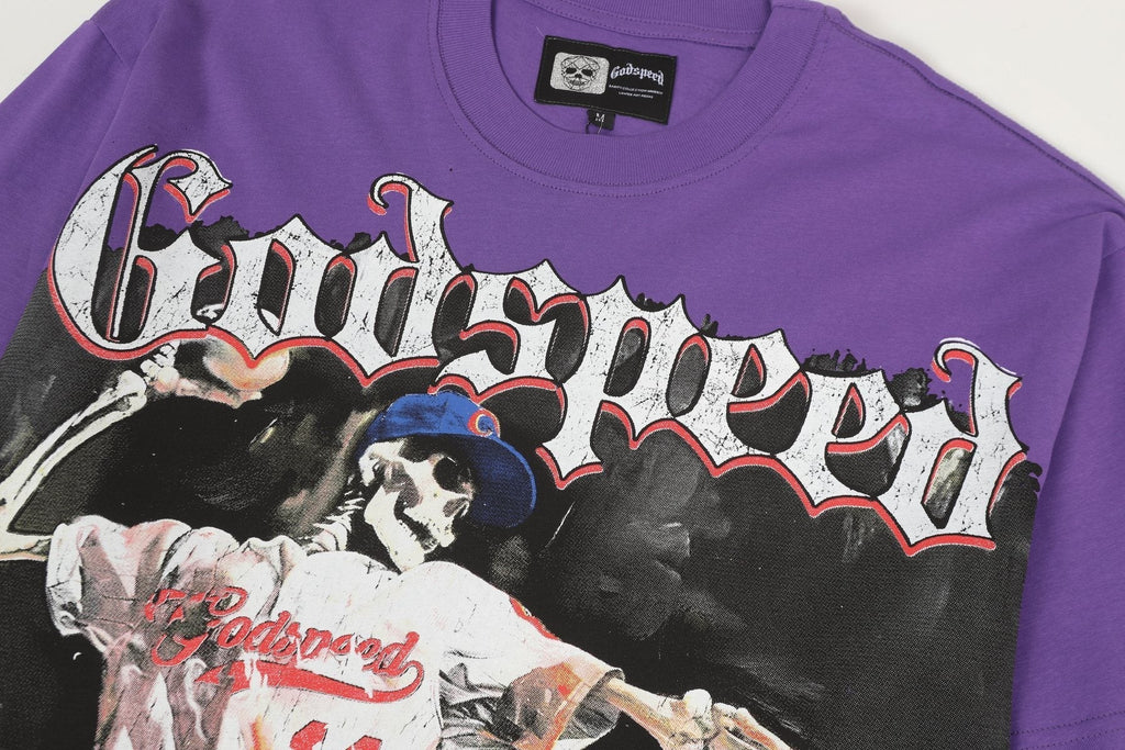 Godspeed Purple Baseball Graphic T-Shirt ¡ª detail