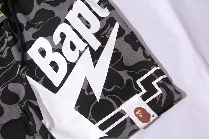 BAPE Black Camo Graphic Panel Shorts ¡ª detail