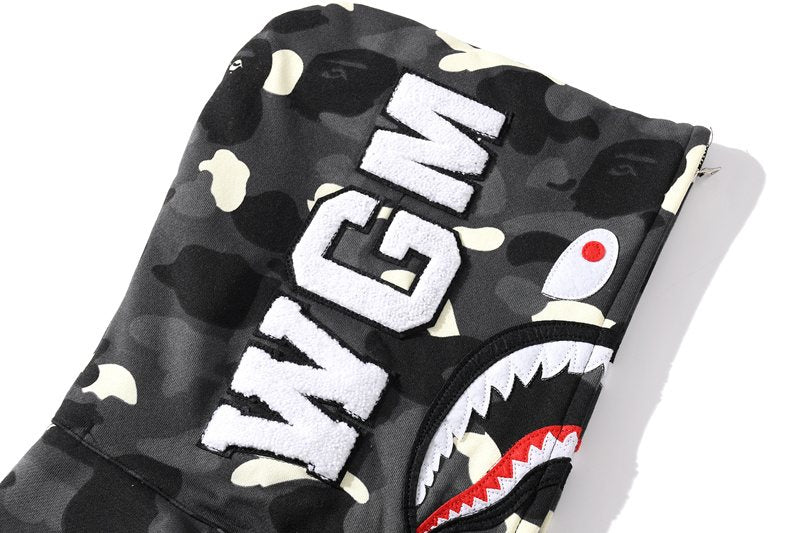 BAPE WGM Shark Camo Full-Zip Hoodie ¡ª detail