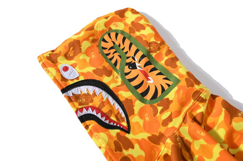 BAPE Orange Camo Shark Full-Zip Hoodie ¡ª detail