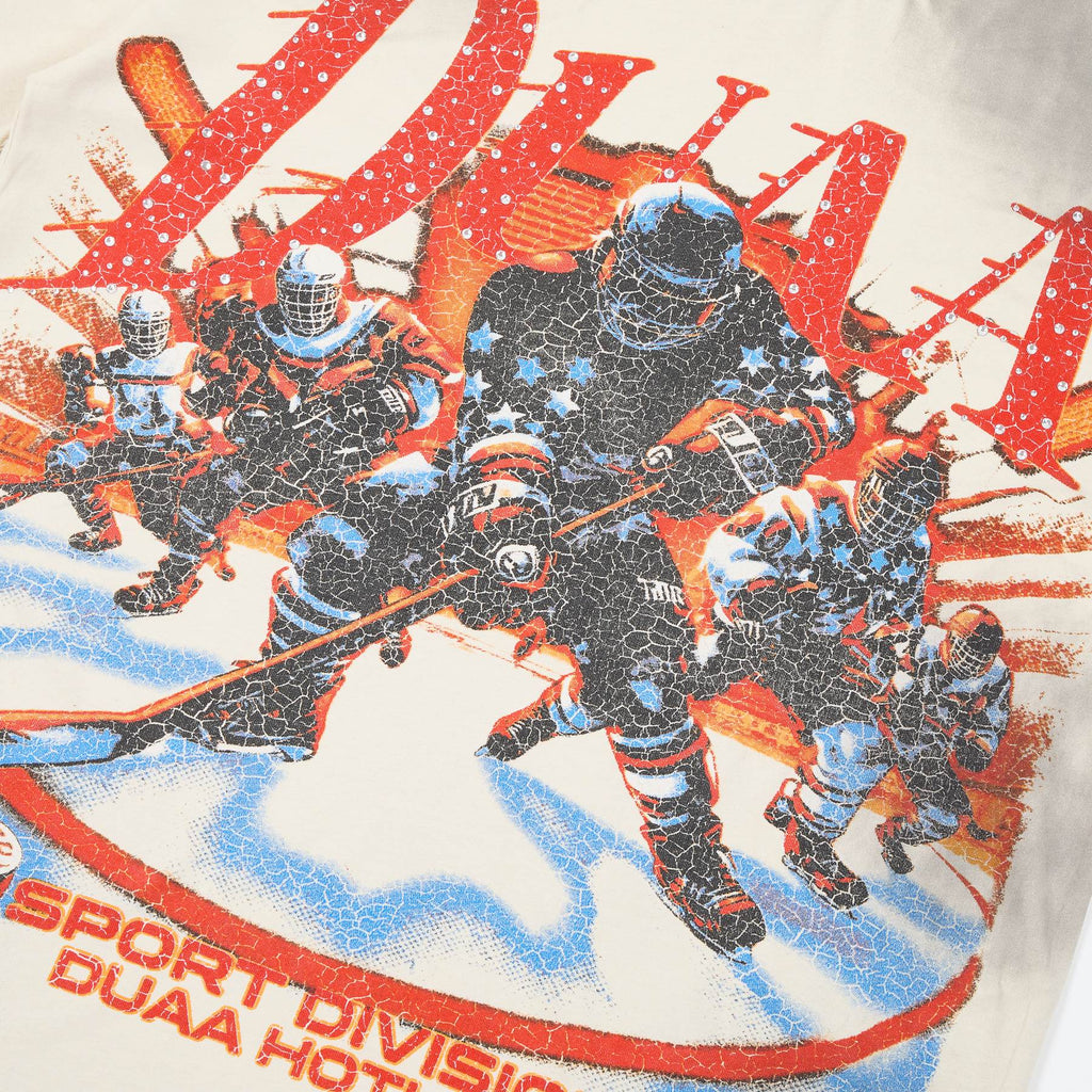 DUAA Cream Washed Hockey Graphic Short-Sleeve T-Shirt ¡ª detail