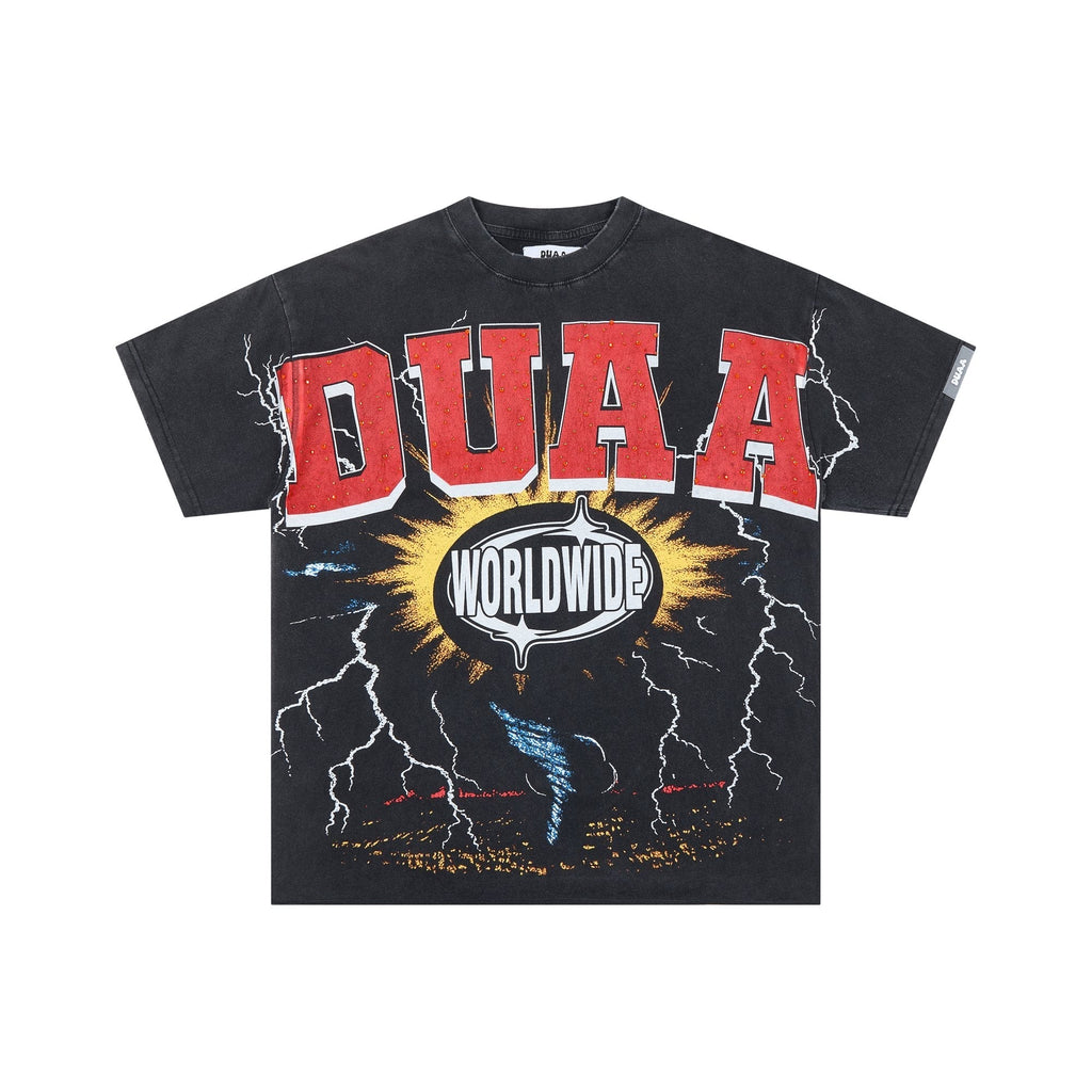 DUAA Black Rhinestone Graphic Short-Sleeve T-Shirt ¡ª hero