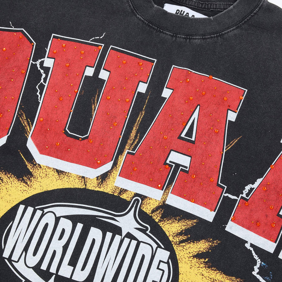 DUAA Black Rhinestone Graphic Short-Sleeve T-Shirt ¡ª detail