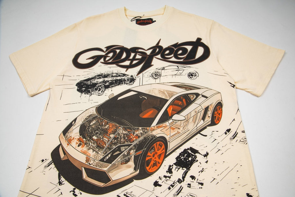 Godspeed Cream Car Graphic Short-Sleeve T-Shirt ¡ª front