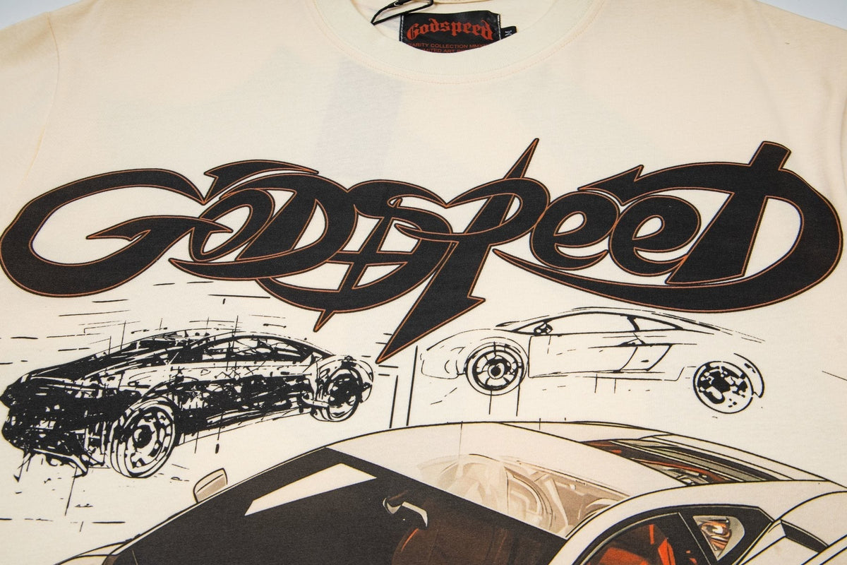 Godspeed Cream Car Graphic Short-Sleeve T-Shirt ¡ª detail