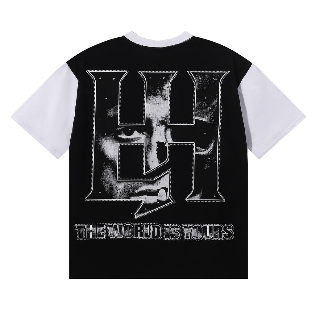 Life Hustlere Scarface Portrait Graphic Color-Block T-Shirt ¡ª back