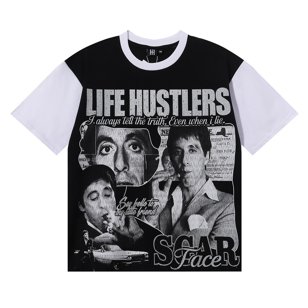 Life Hustlere Scarface Portrait Graphic Color-Block T-Shirt ¡ª hero
