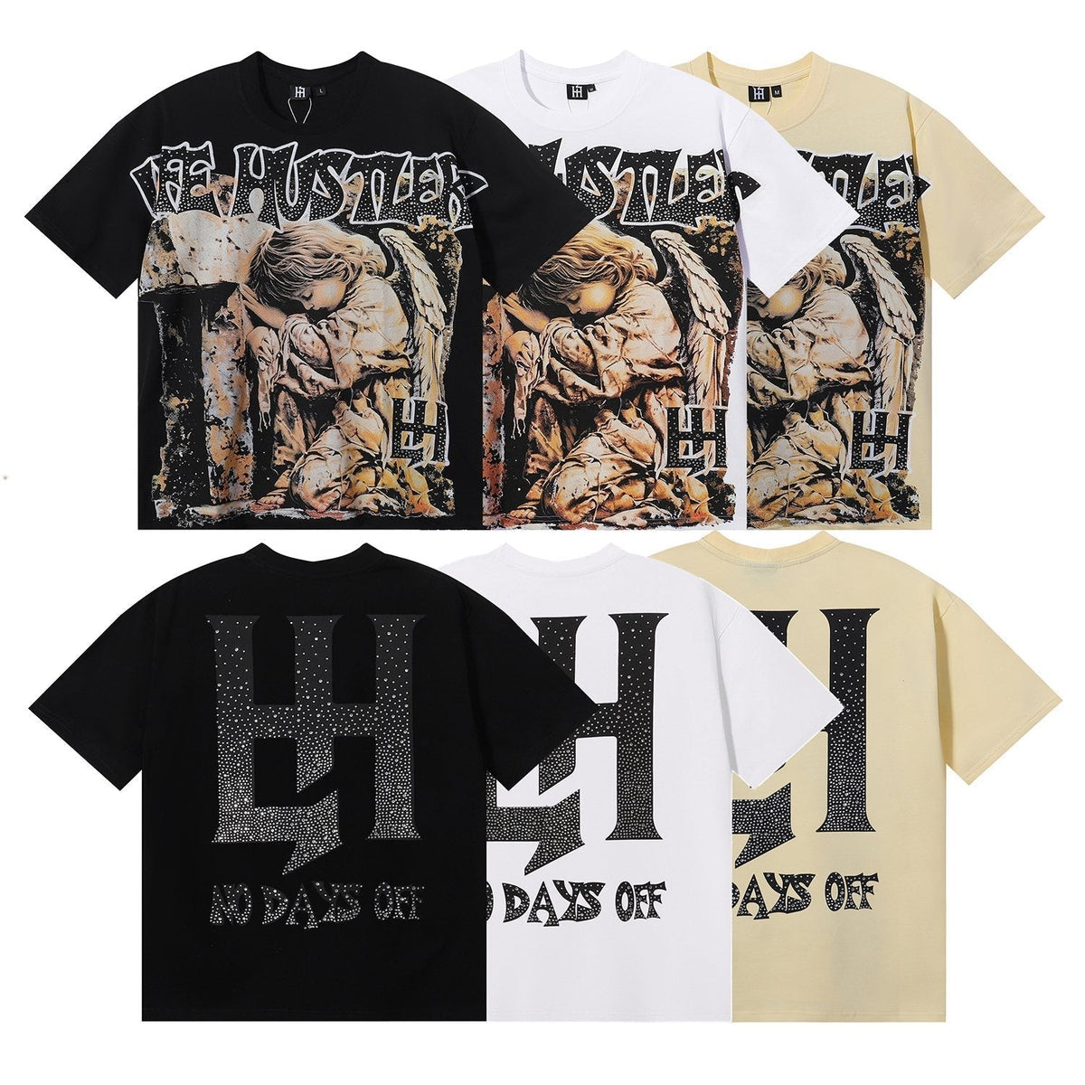 Life Hustlere Praying Angel Rhinestone Graphic T-Shirt ¡ª comparison