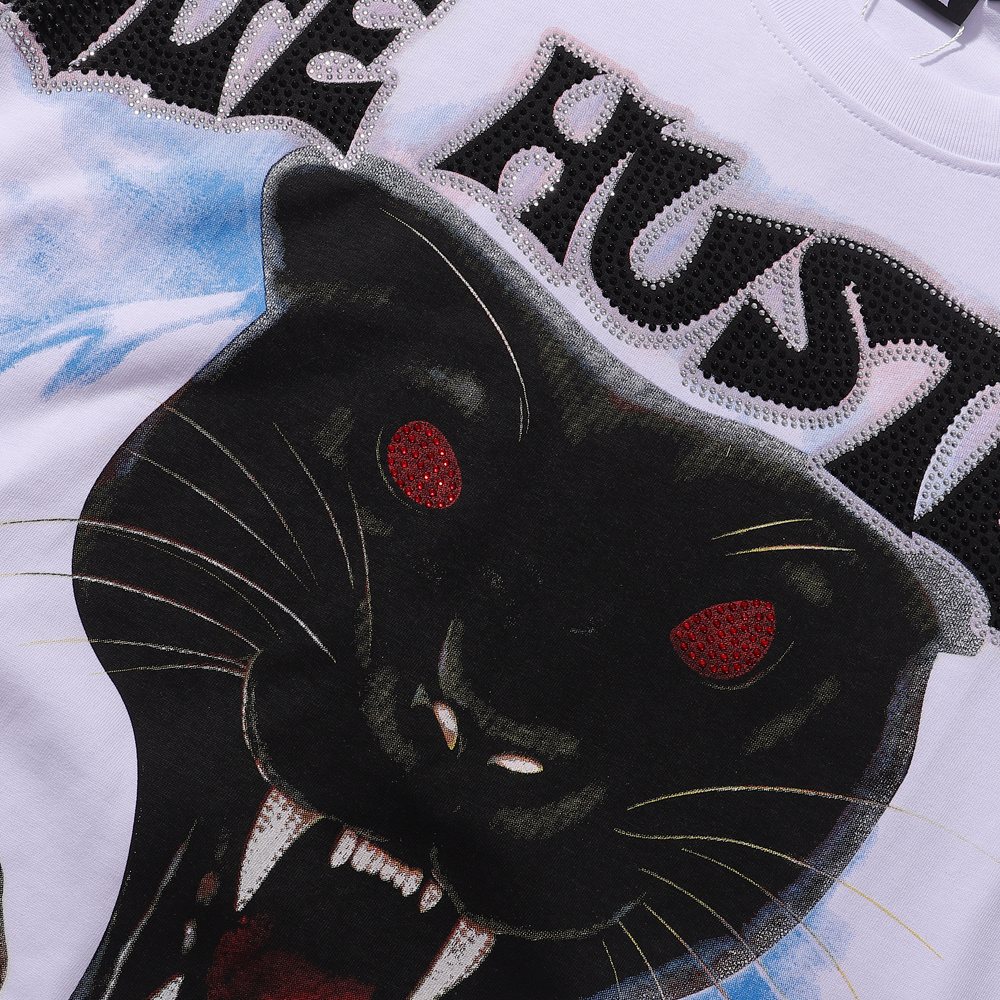 Life Hustlere Rhinestone Panther Graphic T-Shirt ¡ª fabric_closeup