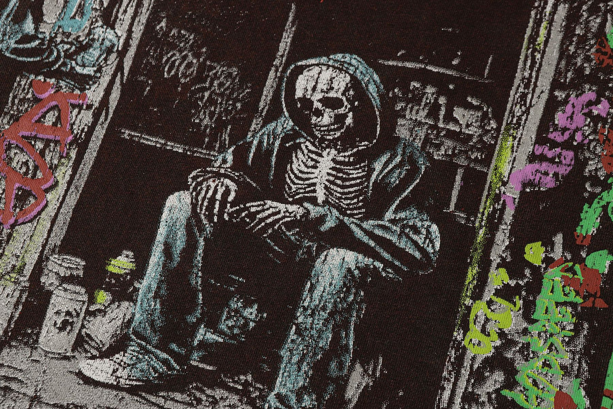Godspeed Washed Red Skeleton Graphic T-Shirt ¡ª detail