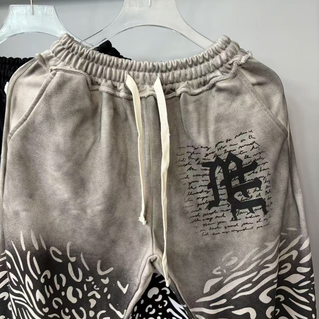 MIXED EMOTION Abstract Face Print Wide-Leg Pants ¡ª detail