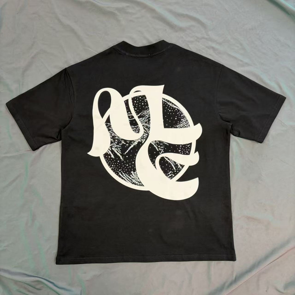 Black Abstract White Wordmark Graphic T-Shirt ¡ª front