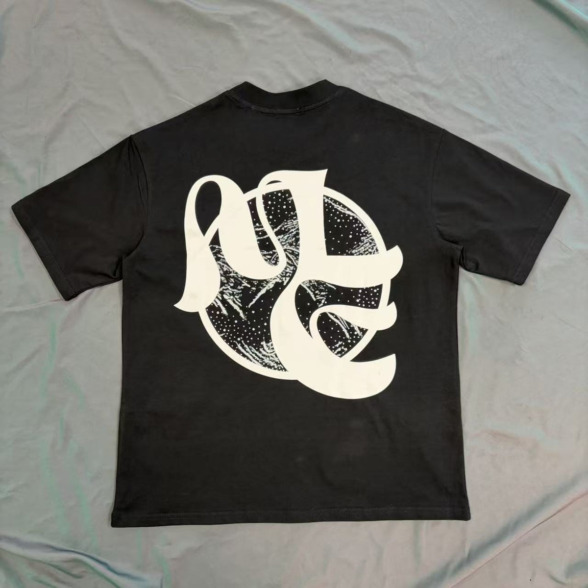 Black Abstract White Wordmark Graphic T-Shirt ¡ª front