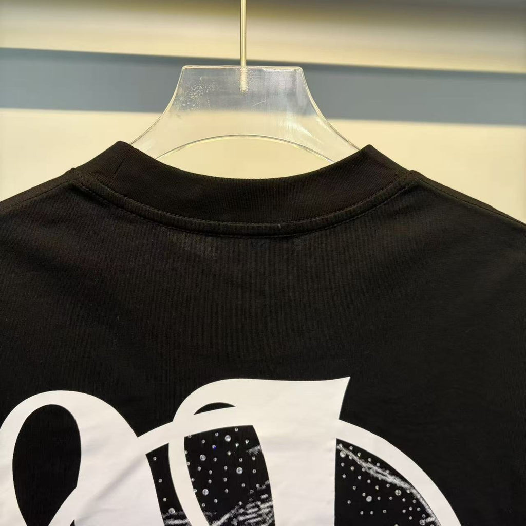 Black Abstract White Wordmark Graphic T-Shirt ¡ª detail