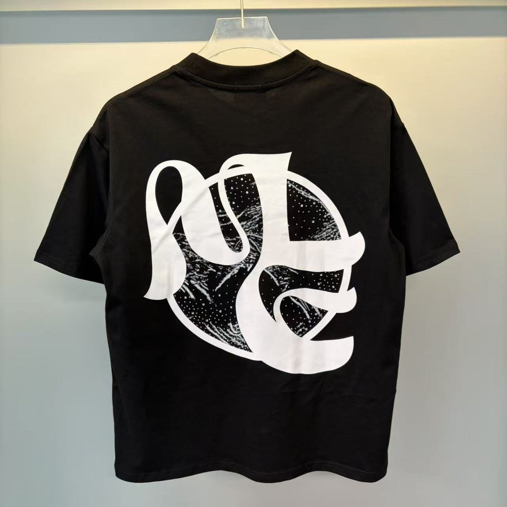 Black Abstract White Wordmark Graphic T-Shirt ¡ª front