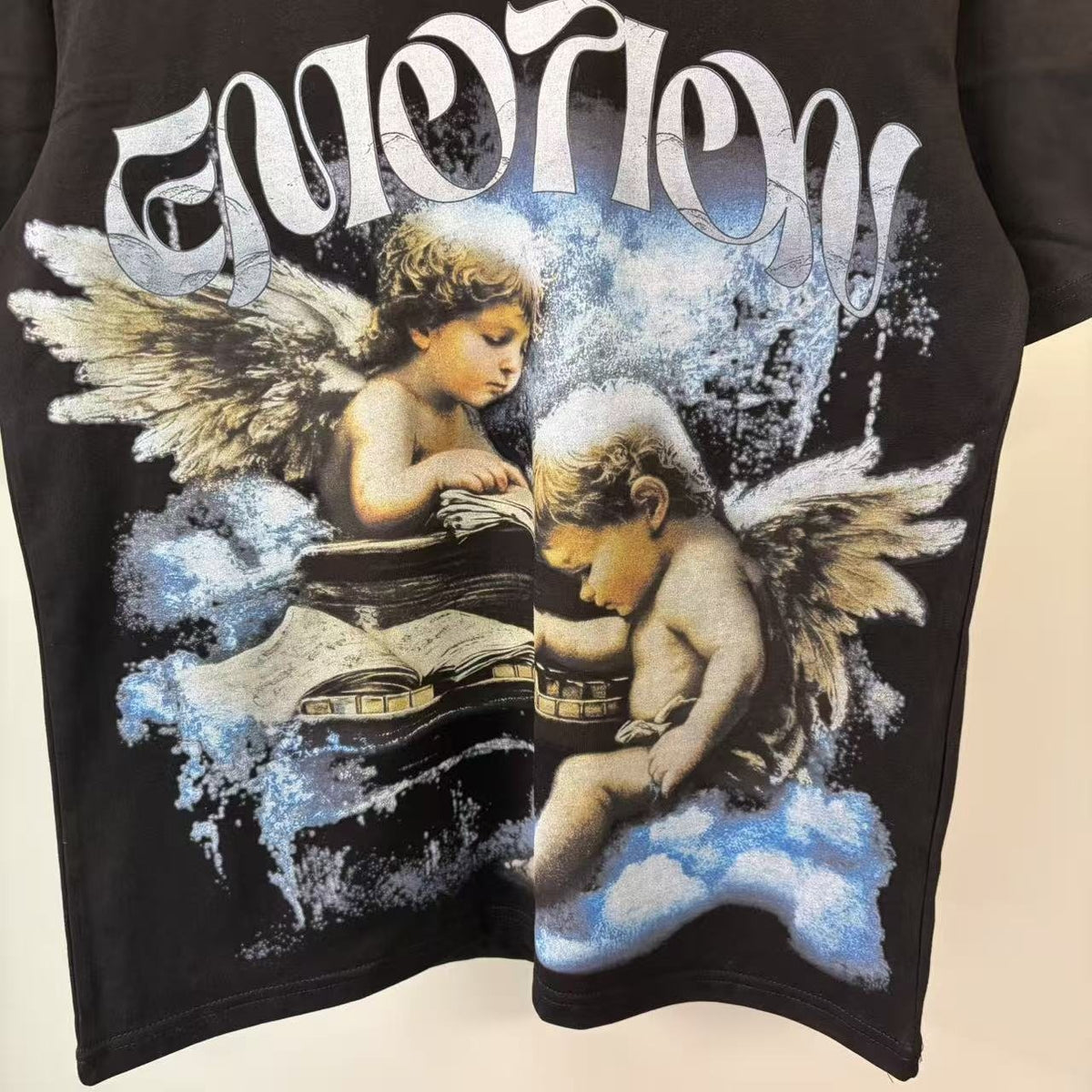 MIXED EMOTION Black Cherub Abstract Graphic T-Shirt ¡ª detail