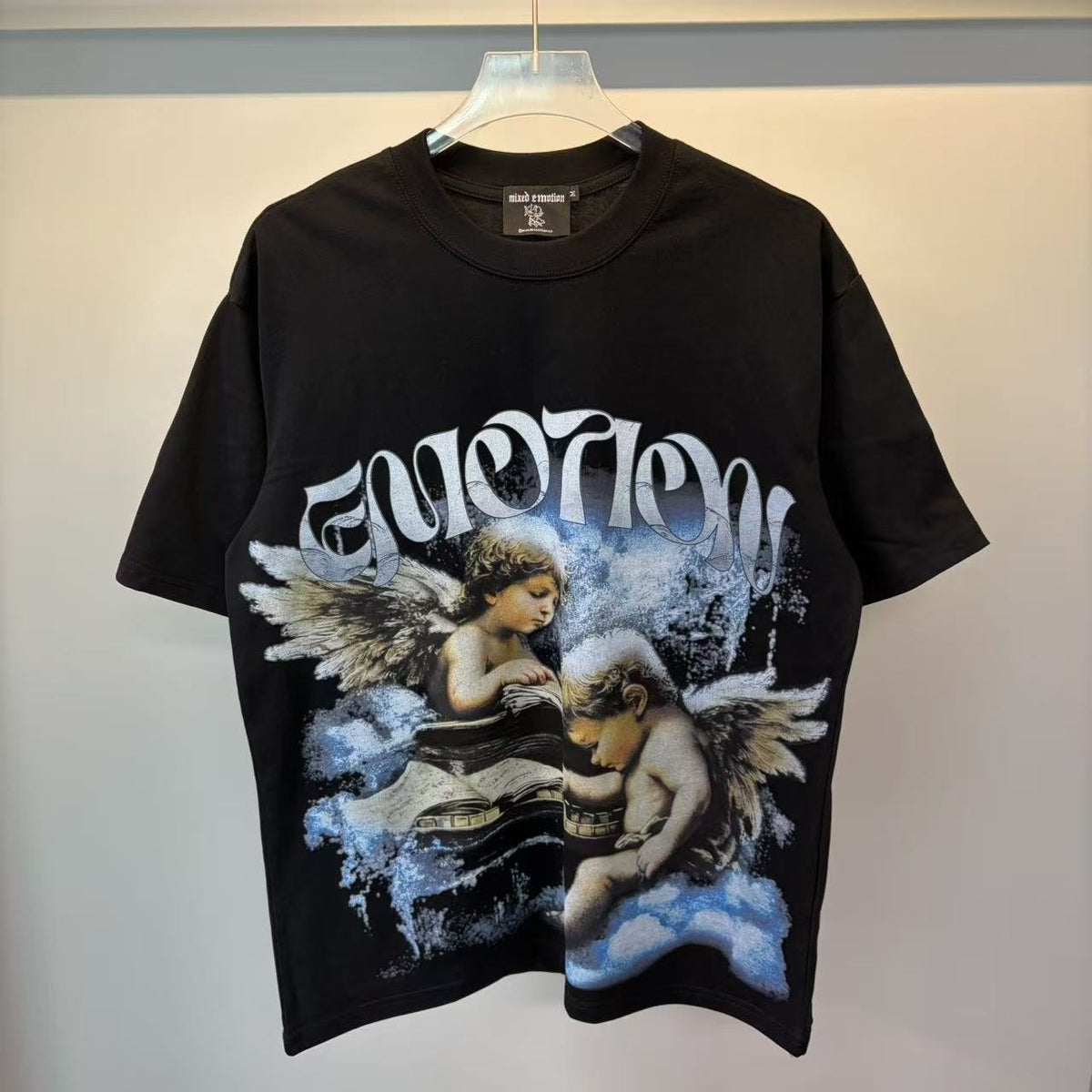 MIXED EMOTION Black Cherub Abstract Graphic T-Shirt ¡ª hero