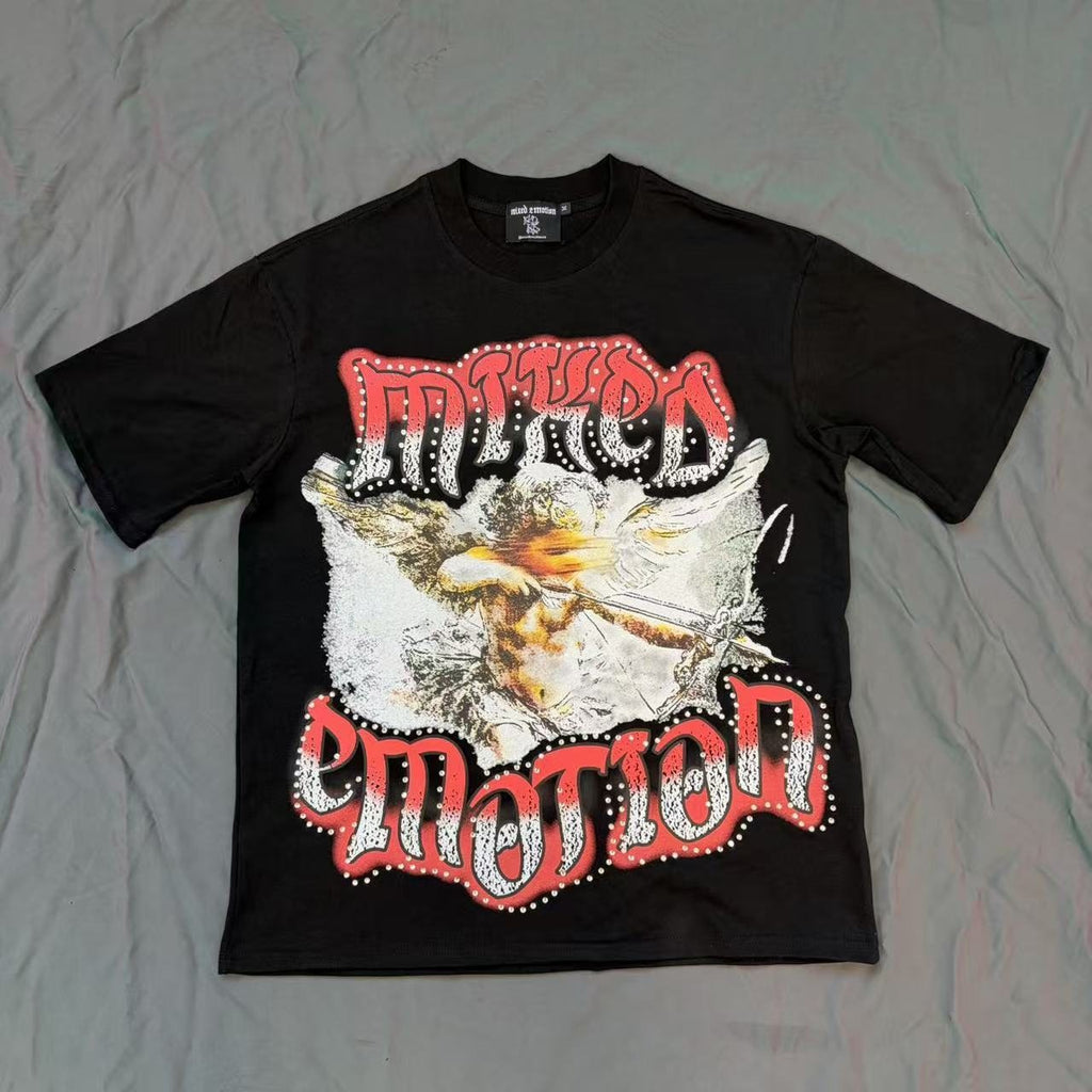 MIXED EMOTION Studded Wing Graphic T-Shirt ¡ª front