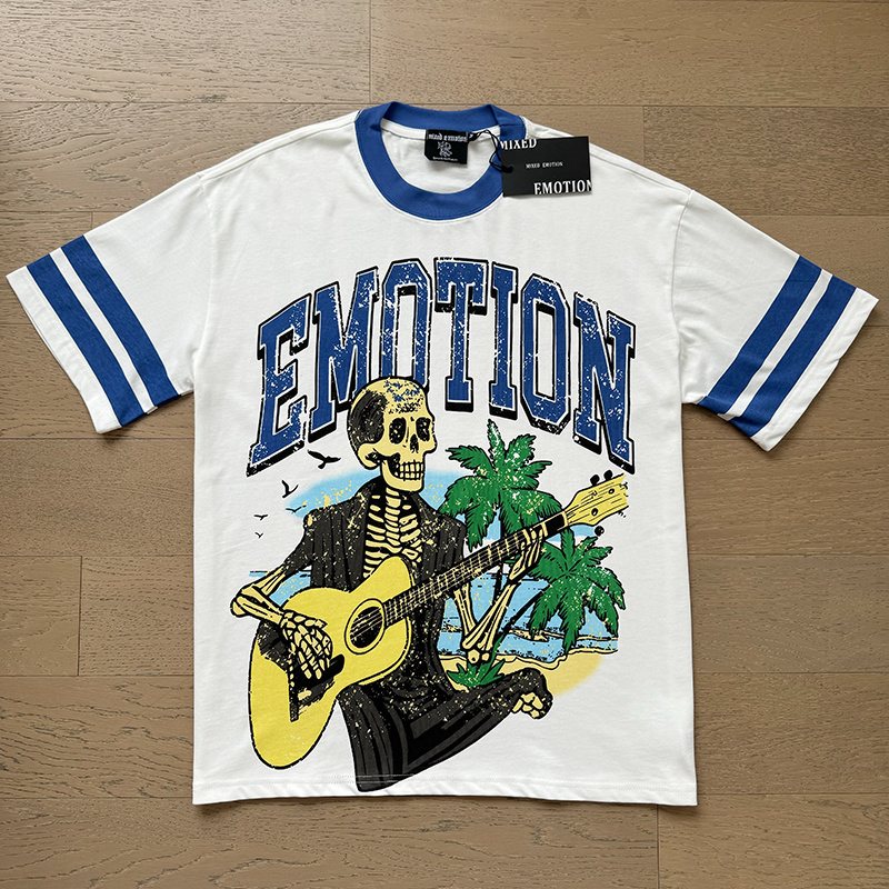 MIXED EMOTION Skeleton Guitar Graphic T-Shirt ¡ª front