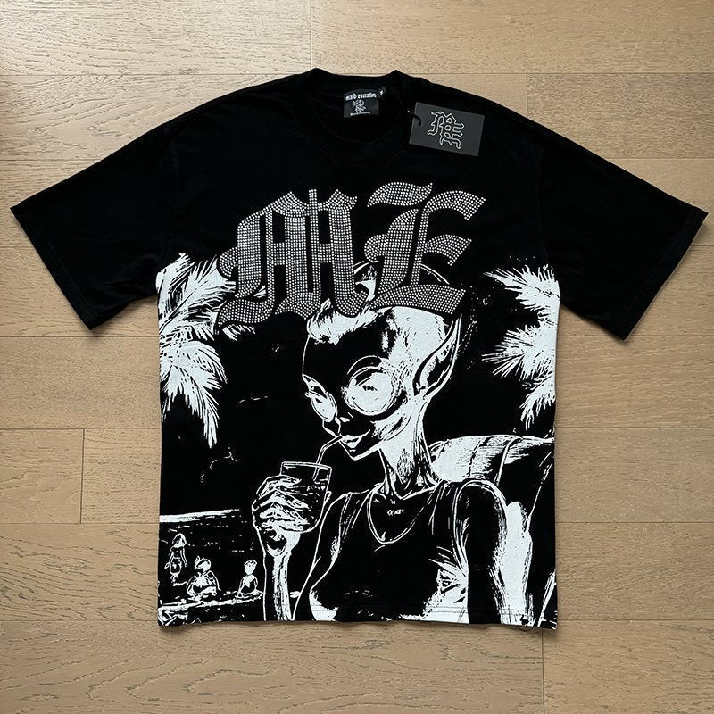Mixed Emotions Alien Palm Tree Graphic T-Shirt ¡ª front